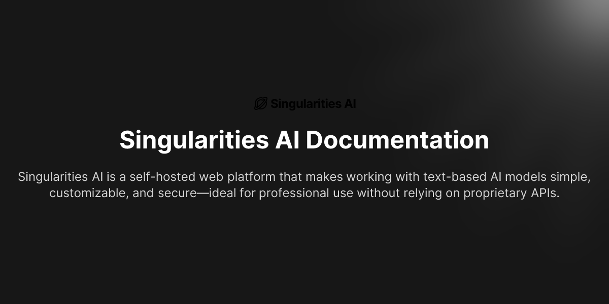 Singularities Ai Documentation Docus Starter